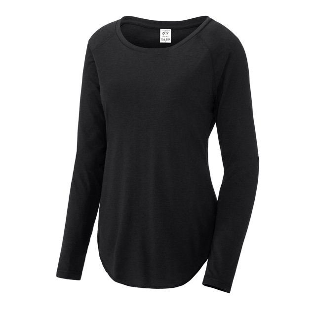 Gravity Threads Ladies Tri-Blend Moisture Wicking Performance Scoop Long Sleeve, Black XL