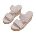 thumbnail image 3 of Agkizg Summer Wedge Sandals for Women Open Toe Thick Soles Slide Sandals Casual Slippers Beach Sandals Comfortable Shoes Beige, Size 9.5, 3 of 6