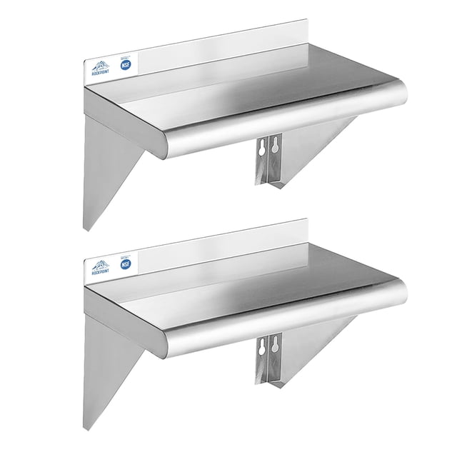 Estantería ROCKPOINT de acero inoxidable, 25 x 40 cm, 86 kg, 2 unidades