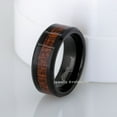 thumbnail image 4 of 8mm Black Ion Plated Comfort Fit Tungsten Carbide Ring with Hawaiian Koa Wood Inlay, Beveled Edge Wedding Ring, 2-tone Tungsten Ring - TN698s14, 4 of 5