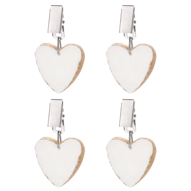Pesas para mantel de mármol dorado en forma de corazón de 4 piezas con clip de metal, blanco