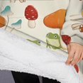 thumbnail image 3 of Oversized Wearable Blanket Hoodie,Red Mushroom Frog Light Pattern Sherpa Blanket Hoodie with Super Pockets,Super Warm Fuzzy Pullover for Women & Men, 3 of 6