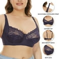 thumbnail image 2 of TOWED22 Plus Size Bras,Women's Push Up Tshirt Seamless Plunge Padded Underwire Dimi Bra,Dark Blue, 2 of 5