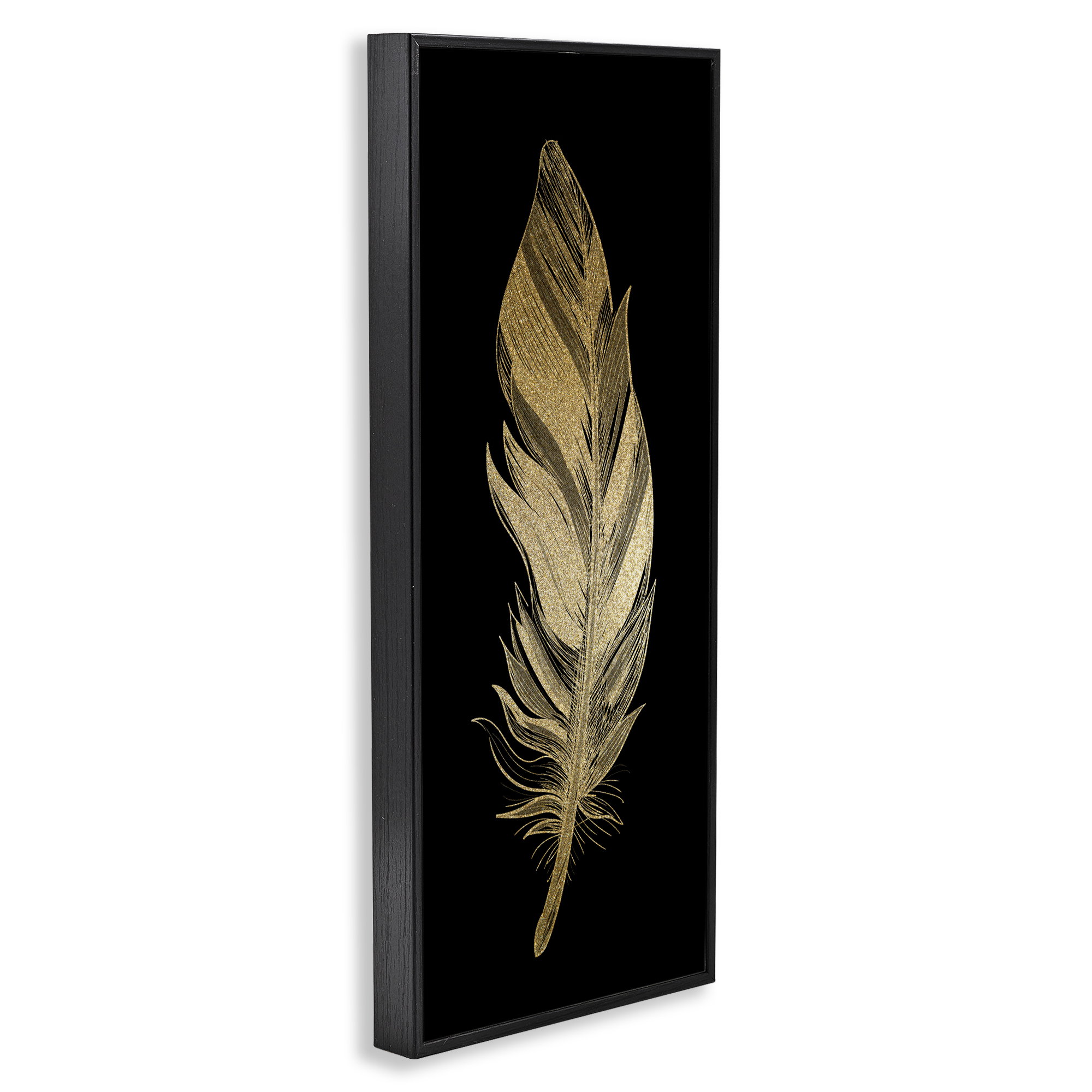 Glam Lined Feather Black Framed Giclee Art, design by Kim Allen