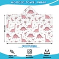 thumbnail image 2 of Pink Dinosaur and Bird Pattern Hooded Bath Towel，60"x35" for Ages 3 To 12 Kids, Quick Dry Lightweight Soft Microfiber Hood Beach Towel Cover Up for Kids, 2 of 7