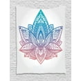 thumbnail image 1 of Yoga Tapestry, Tribal Patterned Boho Ornamental Lotus Flower Sacred Spiritual Artwork, Wall Hanging for Bedroom Living Room Dorm Decor, 60W X 80L Inches, Blue Dried Rose and White, by Ambesonne, 1 of 1