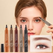 Four-head Water Eyebrow Pencil,Eyebrow Pencil Eyebrow Microblading Pen - Eye Makeup Brow Pen Liquid Pencil with 4 Micro-Fork Tip, Waterproof & Long-Lasting & Smudge-Proof Brow Pencil(B)