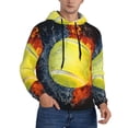 thumbnail image 2 of Uemuo Tennis Ball In Fire And Water Pattern Men's Hoodie - Casual Pullover Hoodie with Kangaroo Pocket, Stylish Hooded Sweatshirt for Everyday Wear-3X-Large, 2 of 7