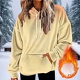 thumbnail image 2 of Atogsazn Womens Flannel Oversized Hoodies Casual Fleece Long Sleeve Sweatshirt Sherpa Lined Tops Fall Winter Clothing 03-Yellow M Fashion, 2 of 5