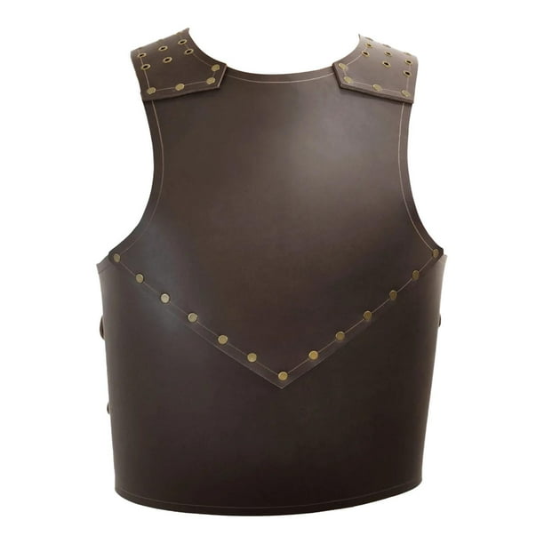 de pecho medieval para adultos, de cuero sintético, para disfraz de caballero para juegos de rol Marrón oscuro