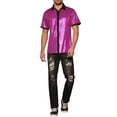 thumbnail image 2 of INSPIRE CHIC Sparkle Disco Shirt for Men's Short Sleeves Button Down Nightclub Party Shirts XL Rose Red, 2 of 5