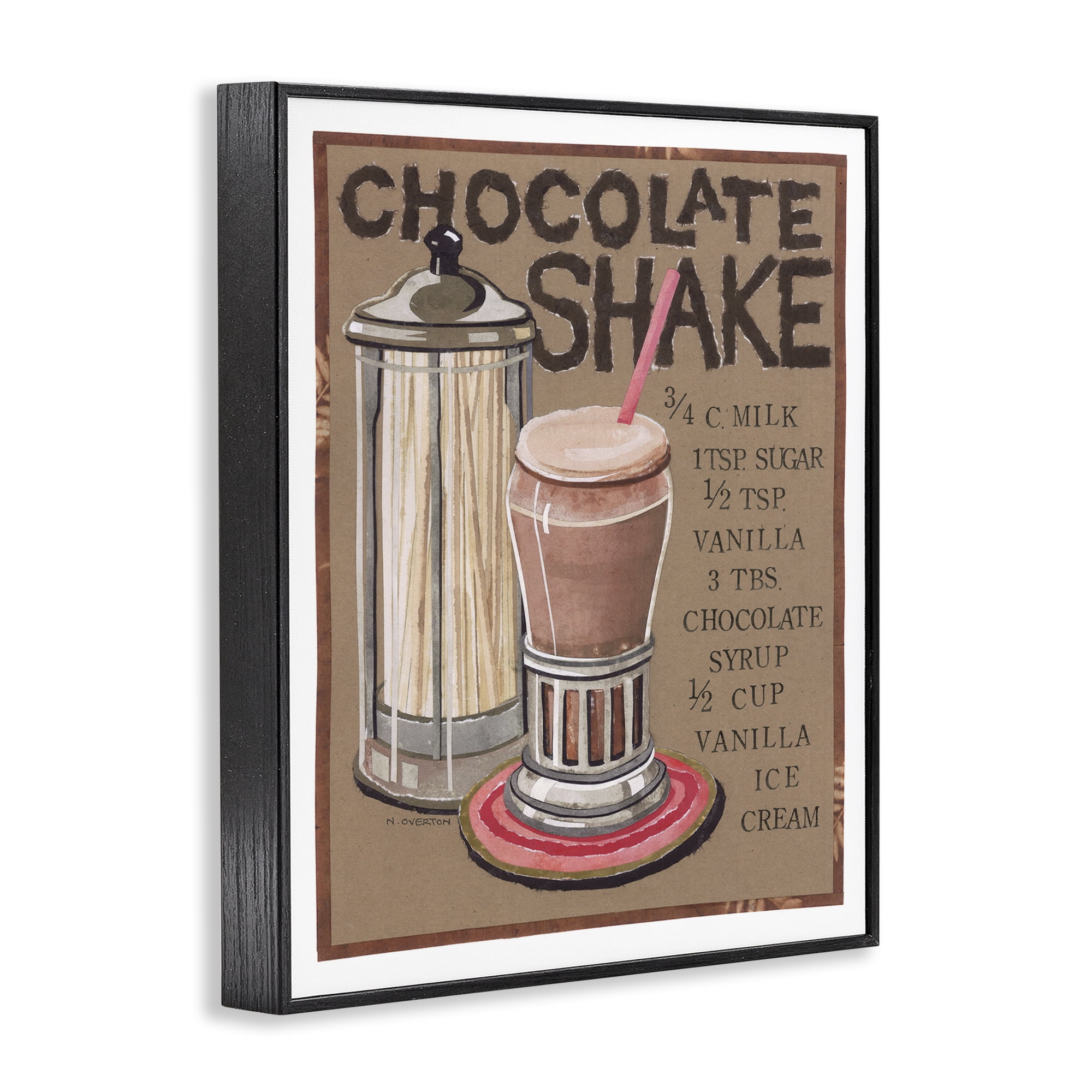 Stupell Industries Chocolate Shake Recipe Food & Beverage Painting Black Framed Art Print Wall Art, 16 x 20