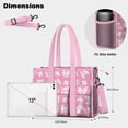 thumbnail image 5 of Teacher Tote Bag,Pink Bows and Baseballs Pattern Teacher Utility Tote Bag,Large Work Tote Bags for Women with Multiple Pockets,Top Zipper Closure,13.8x10.6x6.7 Inch, 5 of 5