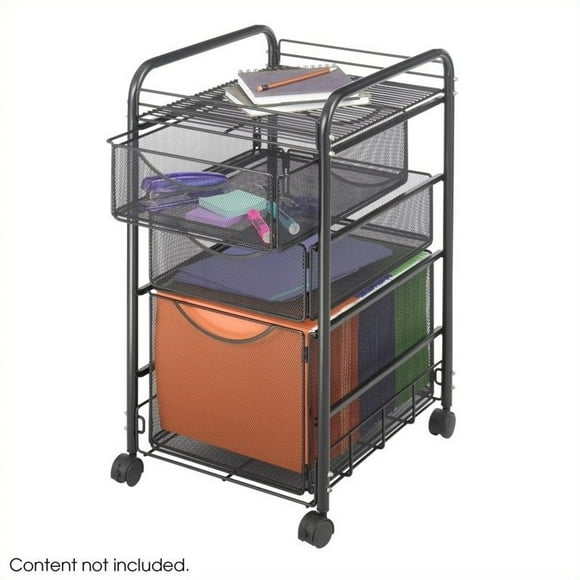 Kingfisher Lane 3 Drawer Mesh File Cart