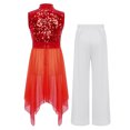 thumbnail image 3 of YiZYiF Girls Sequin Liturgical Worship Praise Dance Dress Tunic with Palazzo Pants Lyrical Dancewear Red 16, 3 of 6