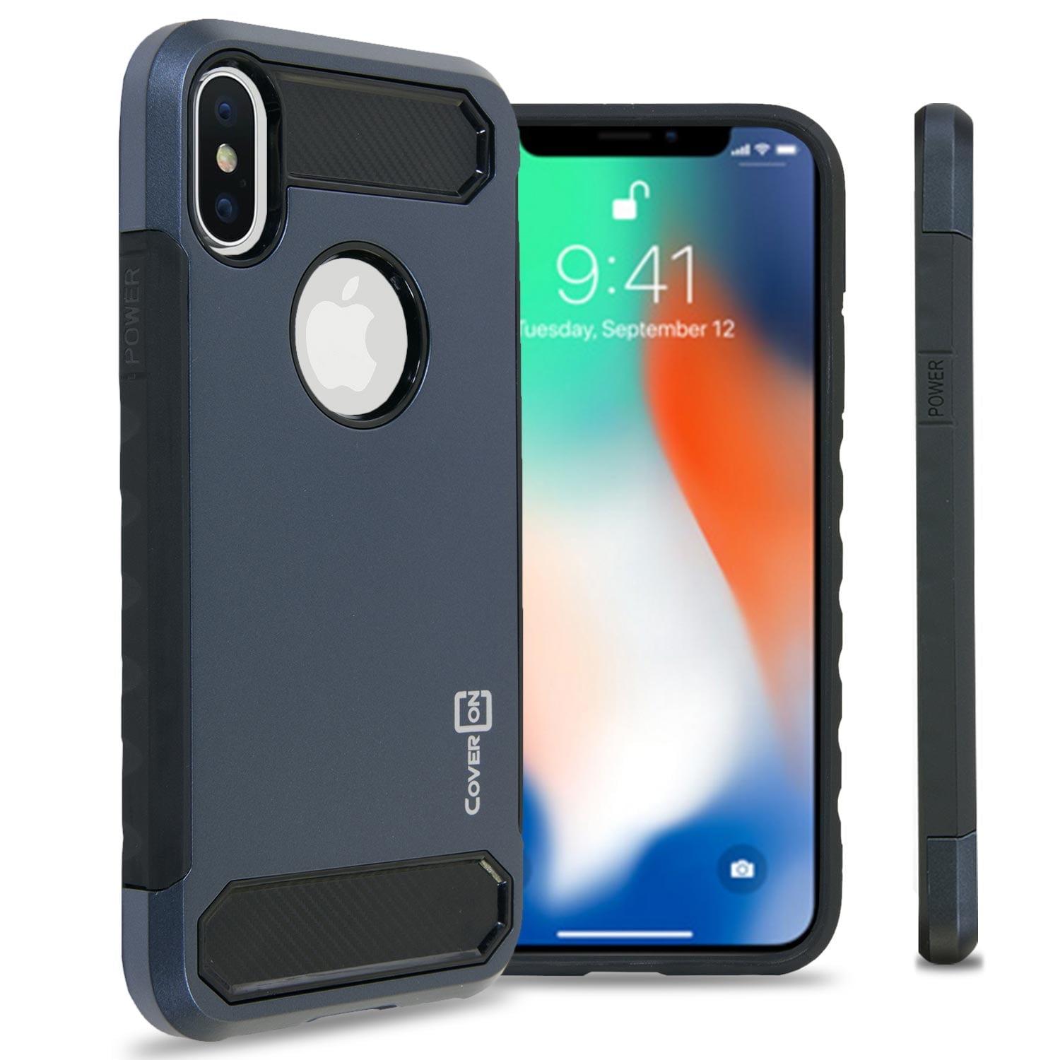 CoverON Apple iPhone XS / iPhone X Case, Arc Series Hybrid Phone Cover with Carbon Fiber Accents