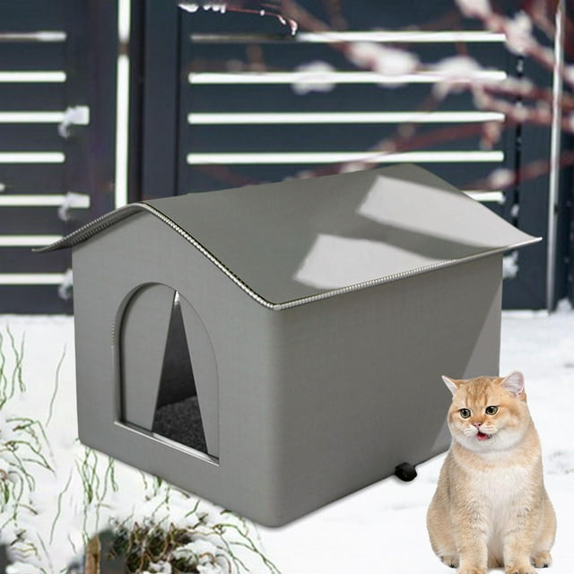 Casa para gatos al aire libre Yinane refugio para gatos callejeros cama para perros aislada resistente a la intemperie Gris S