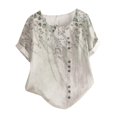 thumbnail image 2 of Womens Tops Boho Tunic Cotton-Linen Relaxed Fit Button Down Shirts Water Resistant Tee Shirts Cute Dressy Casual Clothing, Mint Green,XXL, 2 of 4