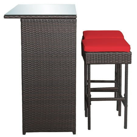 Costway 3pcs Patio Rattan Wicker Bar Table Stools Dining Set Cushioned Chairs Garden Red Canada Costway 3pcs Patio Rattan Wicker Bar, Costway 3pcs Patio Outdoor Rattan Wicker Bar Table And 2 Stools