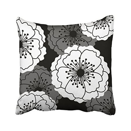 Winhome Modern Chic Flower Silhouettes Black And White Polyester