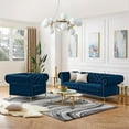 thumbnail image 4 of Arlette Club Chair Navy Velvet  Button Tufted Gold Nailhead Trim Sinuous Springs, 4 of 11