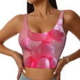 thumbnail image 1 of Fotbe Pink Balloon Puppy Art Sujetador Deportivo Largo sin Aros para Mujer con Almohadillas y Soporte Medio, Transpirable y Absorbente, Camiseta Tipo Chaleco o Tank Top-Small, 1 of 8