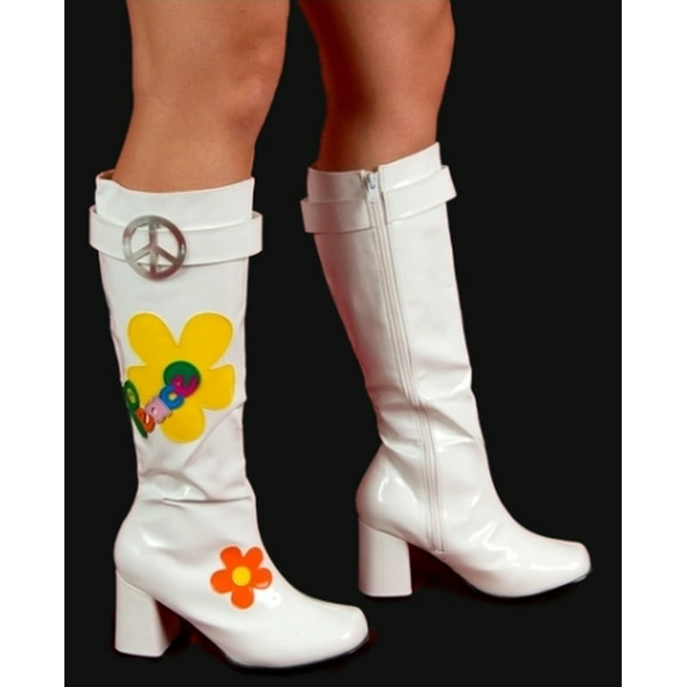 ellie hippie flower power hippy white go go boots Walmart.com
