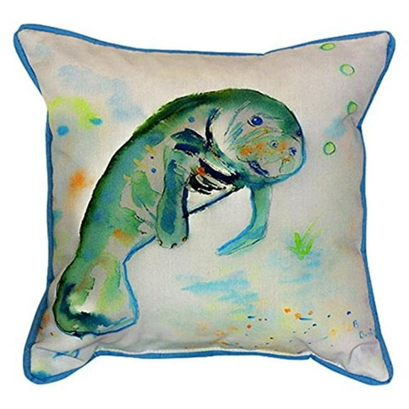 Betsy Drake 18 x 18 in. Betsys Manatee Large Indoor & Outdoor Pillow