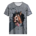 thumbnail image 3 of Women's 3D Graphic T-Shirts Funny Horse Breaking Wall Print Tops Short Sleeve Crewneck Casual Tees Summer Novelty Animal Shirts Comfortable Everyday Wear Blouses, 3 of 5