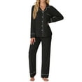 thumbnail image 4 of MINTREUS Women's Pajama Sets Knit Long Sleeve Button Down Pjs Soft Sleepwear Lounge Sets with Pockets, 4 of 9