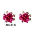 thumbnail image 3 of Valentine's Day Gifts for Woman Fashionable Crystal Flower European And American Diamond Rose Earrings C, 3 of 3