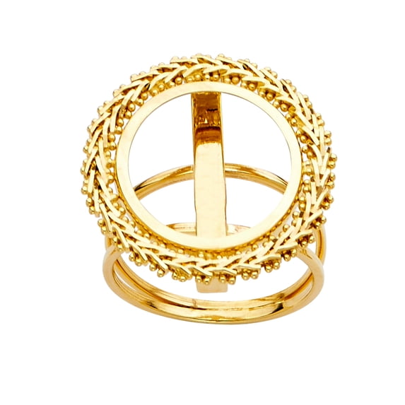 Solid 14k Yellow Gold 2.5 Pesos Bola Fashion Anniversary Ring Size 10.5