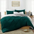 thumbnail image 1 of SGI Bedding 3 Piece Reversible Cotton Duvet Cover Teal Solid 600TC Oversized King, 1 of 8