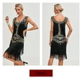 thumbnail image 3 of 1920s Vintage Dress Summer Fringe Beaded Great Gatsby Flapper Evening Dress Party Cocktail Prom,XL,Black, 3 of 6