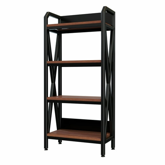 56.3" 4-Tier Bakers Rack Wood & Metal Storage Shelf for Kitchen Garage Pantry