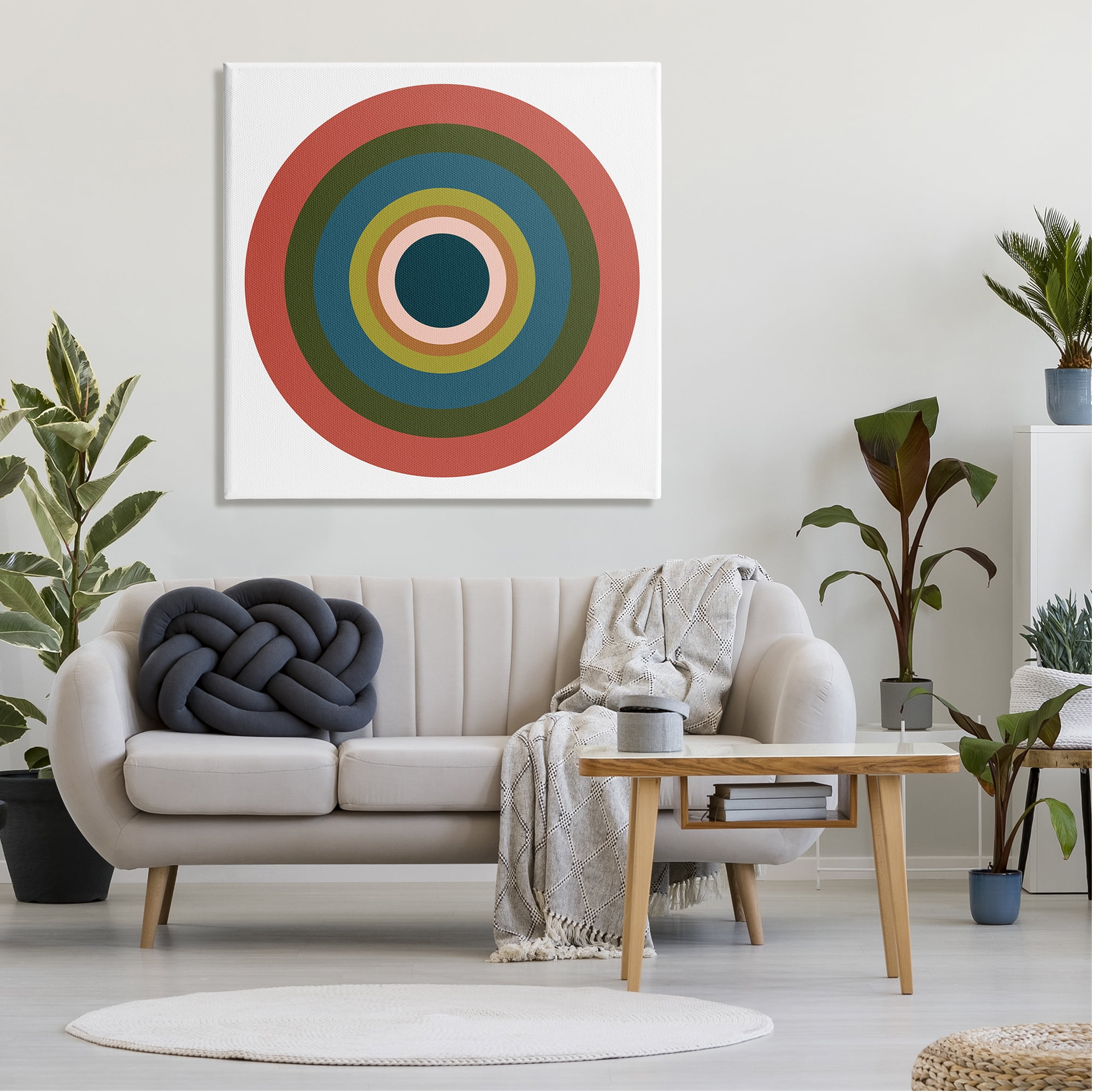 Stupell Industries Red Modern Circles Abstract Painting Gallery Wrapped Canvas Art Print Wall Art, 36 x 36