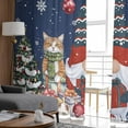 thumbnail image 4 of Blue Christmas Semi Sheer Curtains 108 Inch Length 2 Panels Set,Winter Gnomes Poinsettia Pine Tree Branches Sheer Kitchen Curtain Voile Window Curtain for Living Room Bedroom Rod Pocket Drapes, 4 of 7
