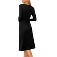 thumbnail image 3 of INSPIRE CHIC Ribbed Knitted Dress for Women's Long Sleeve Crew Neck Midi Sweater Dresses XS Black, 3 of 6