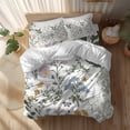 thumbnail image 2 of Colored Plant Duvet Cover Set California King Size Flowers Leaf Butterfly Soft Lightweight Comforter Covers 4 Piece Bedding Set with 1 Duvet Cover 1 Bed Sheet & 2 Pillow Shams, 2 of 8