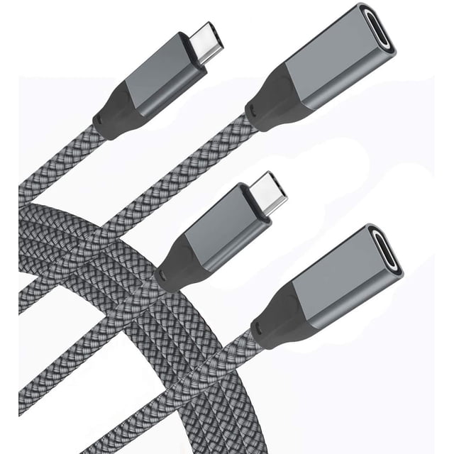 USB Type C Extension Cable 0.66FT 2-Pack,USB-C 3.1 Gen2 10Gbps Female to USBC Male Adapter,Thunderbolt 3 Compatible