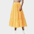 thumbnail image 2 of yueewhu Women's Smocked High Waist Maxi Skirt Casual Boho Long Skirts with Pockets (Yellow, M), 2 of 4