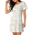 thumbnail image 2 of Pofeuu White Rabbit Print Women's Loose Fit Short Sleeve Nightgown, Comfortable Sleep Dress for Women, Casual Lounge Sleepwear, Soft Cotton Sleep Dress, 2 of 6
