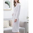 thumbnail image 2 of Homgro Women's Long Terry Cloth Robe Lightweight Long Sleeve Midi Kimono Maternity Robes Bath SPA Hot Tub Hotel Soft Fall Spring Pocket Knee Length Bathrobe White X-Large, 2 of 4