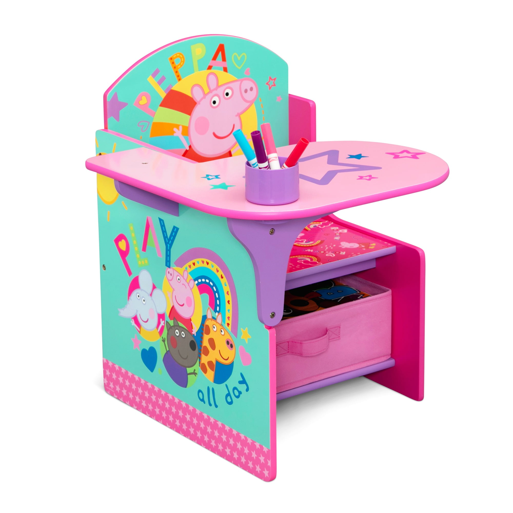Peppa Pig Chair Desk with Storage Bin by Delta Children - Greenguard Gold Certified, Pink