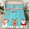 thumbnail image 2 of Homewish Christmas Reindeer Elk Queen Sheet Sets, Cartoon Winter Snowman Flat Sheet, Magic Santa Claus Queen Fitted Sheet, Lightweight Room Decor, 4 Pieces, 2 of 7