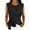 Black, variant on Women's Cotton Linen Sleeveless Wrap Top Round Neck Tie Waist Knot Blouse Casual Loose Fit Tank for Summer Vacation (Army Green,L)