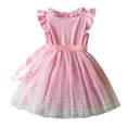 thumbnail image 5 of 2DXuixsh Girls Formal Dress Flower Girl Dresses for Wedding Party Toddler Girl Tulle Dress Summer Ruffle Sleeveless Baby Girl Fashion Casual Dresses Pink Size L, 5 of 5