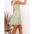 thumbnail image 2 of Lime Green Womens Summer Ruffle A-Line Mini Dress With Smocked Empire Waist And Tiered Flowy Skirt, 2 of 3