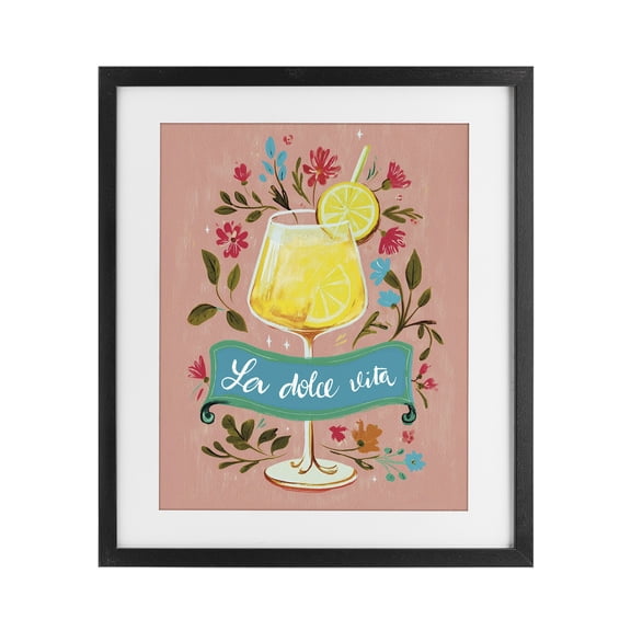 Stupell Industries Lemon Cocktail Sweet Life Black Framed Print Under Glass, design by Yen