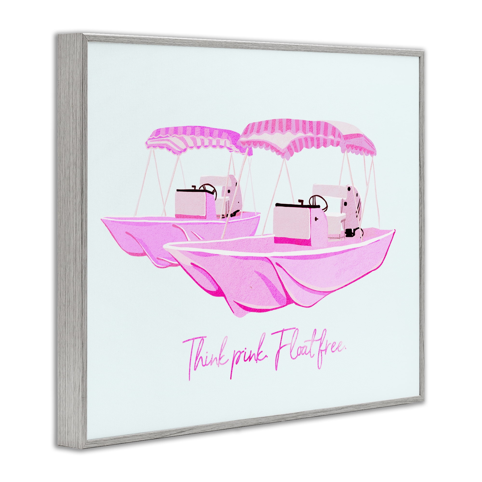 Think Pink Float Free Boats Gray Framed Giclee Art, design by Ziwei Li